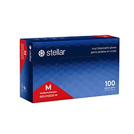 Stellar Vinyl Gloves, PF, Blue, Medium -100/ Box