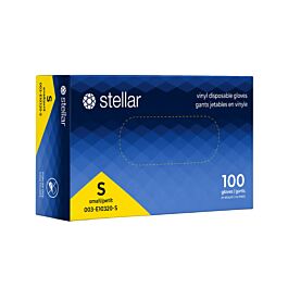 Stellar Vinyl Gloves, PF, Blue, Small -100/ Box