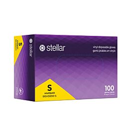 Stellar Vinyl Gloves, PF, Clear, Small -100/ Box
