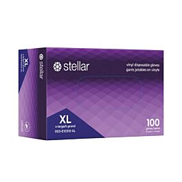 Stellar Vinyl Gloves, PF, Clear, X Large -100/ Box