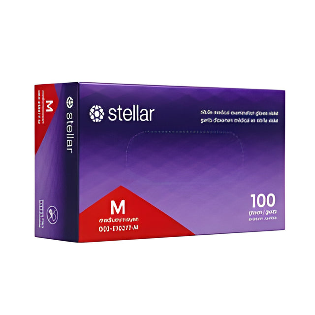 Stellar Violet Nitrile Gloves, Purple, PF, Medium – 100/Box