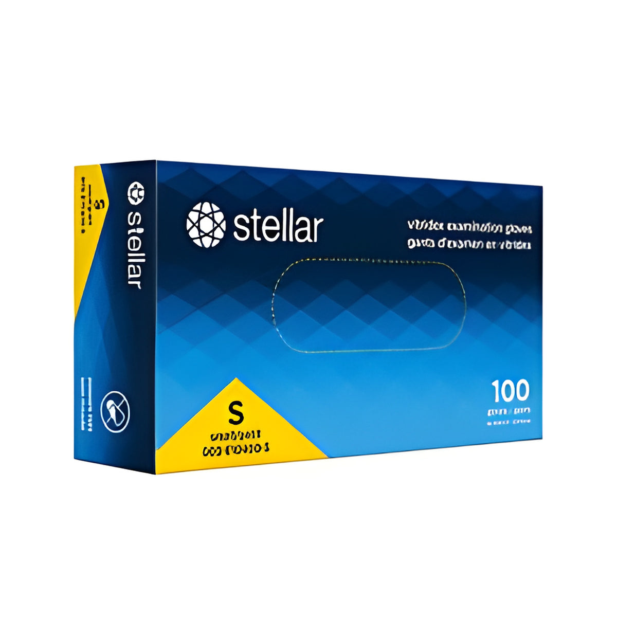 Stellar Vitridex Gloves, Blue, PF, Small -100/ Box