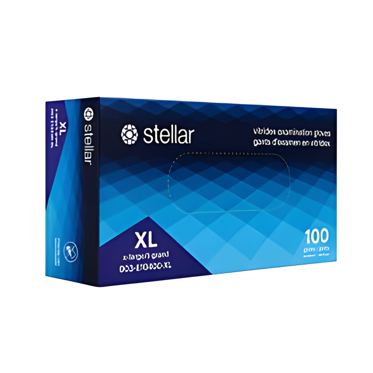 Stellar Vitridex Gloves, Blue, PF, X Large -100/ Box
