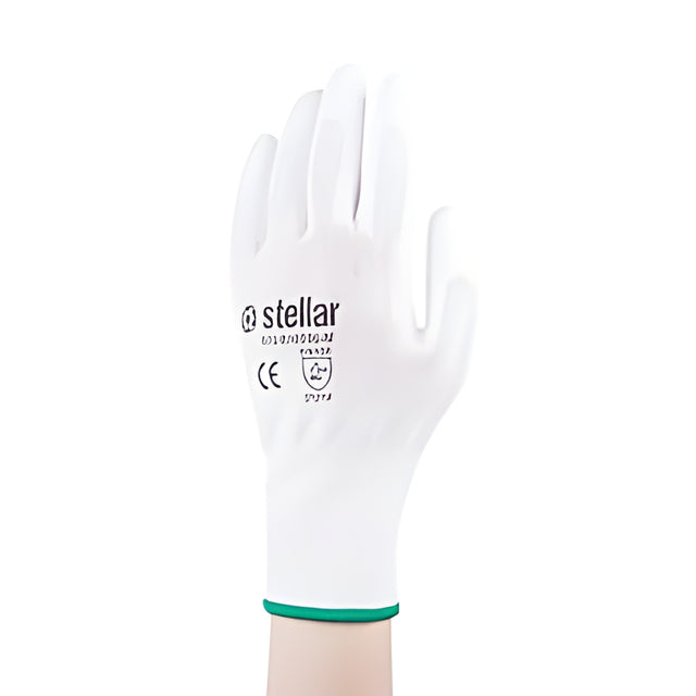 Stellar White PU Coated Gloves, Sz 06 (X-Small) – 12 Pairs/Bag