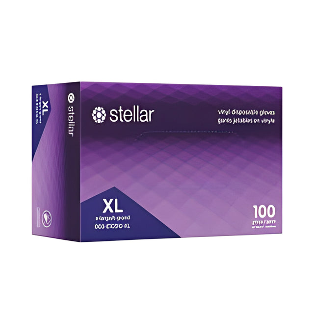 Stellar Vinyl Gloves, PF, Clear, X-Large – 100/Box