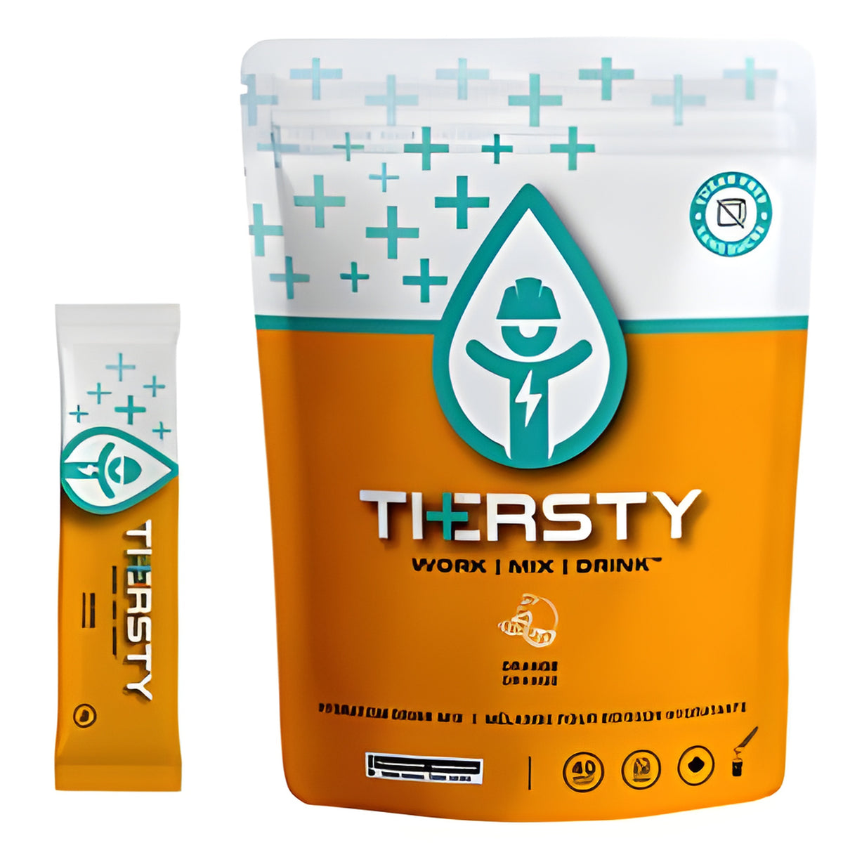 Thersty Work Mix Drink, Single Serve Stick Packs, Sugar Free, Orange, 5 gm / EA