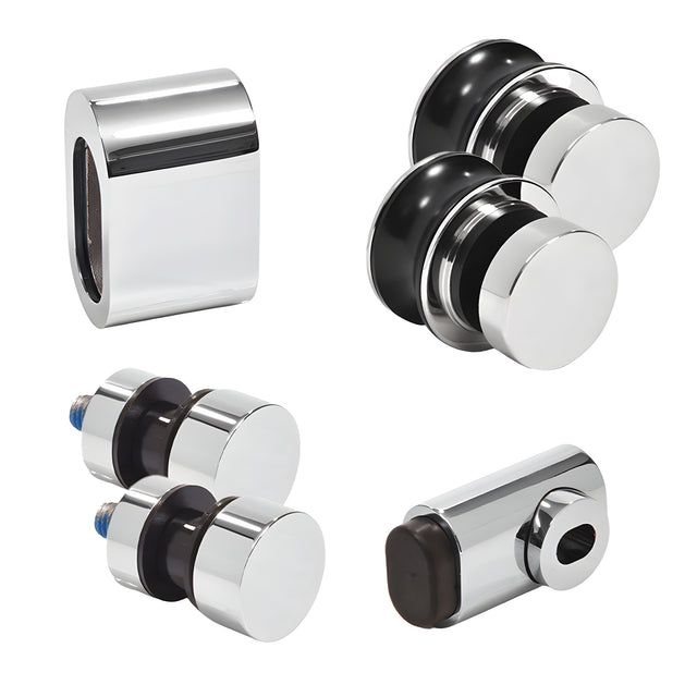 CRL Polished Stainless Steel Replacement Rollers, Fixed Panels, Wall Bracket & Stopper for Tofino Sliding Shower Door System