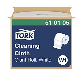 Tork 510105 Cleaning Cloth Giant Roll W1, White- 1100 Sheets / Roll