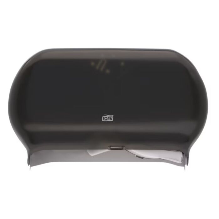 Tork Twin Jumbo Toilet Paper Roll Dispenser T22, Smoke- 1 Each