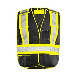 Traffic Vest, Universal 5 Pt. Solid, Tearaway, Black- 1 Each