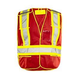 Traffic Vest, Universal 5 Pt. Solid, Tearaway, Red- 1 Each