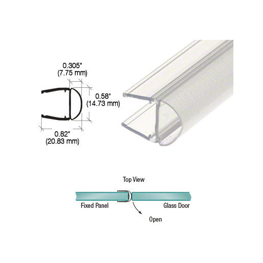 CRL Translucent Vinyl Bulb Seal – 95" Compression Seal for 3/8" Glass Doors, Push-On Design for Frameless Shower Applications