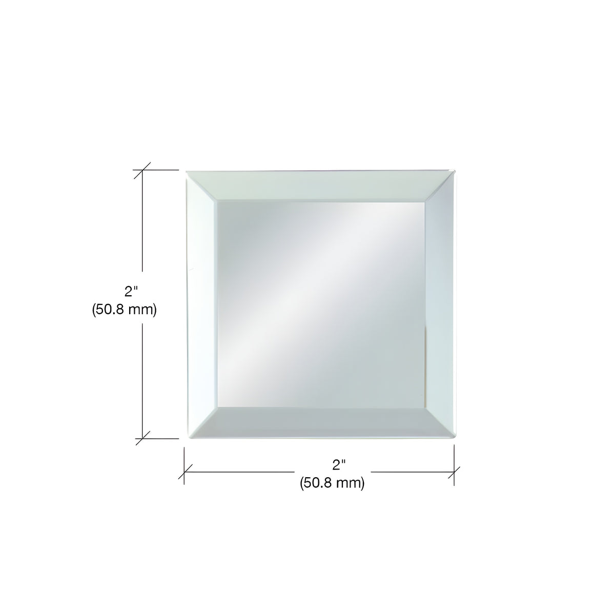 CRL Clear Mirror Glass 2" Square Beveled on All 4 Sides