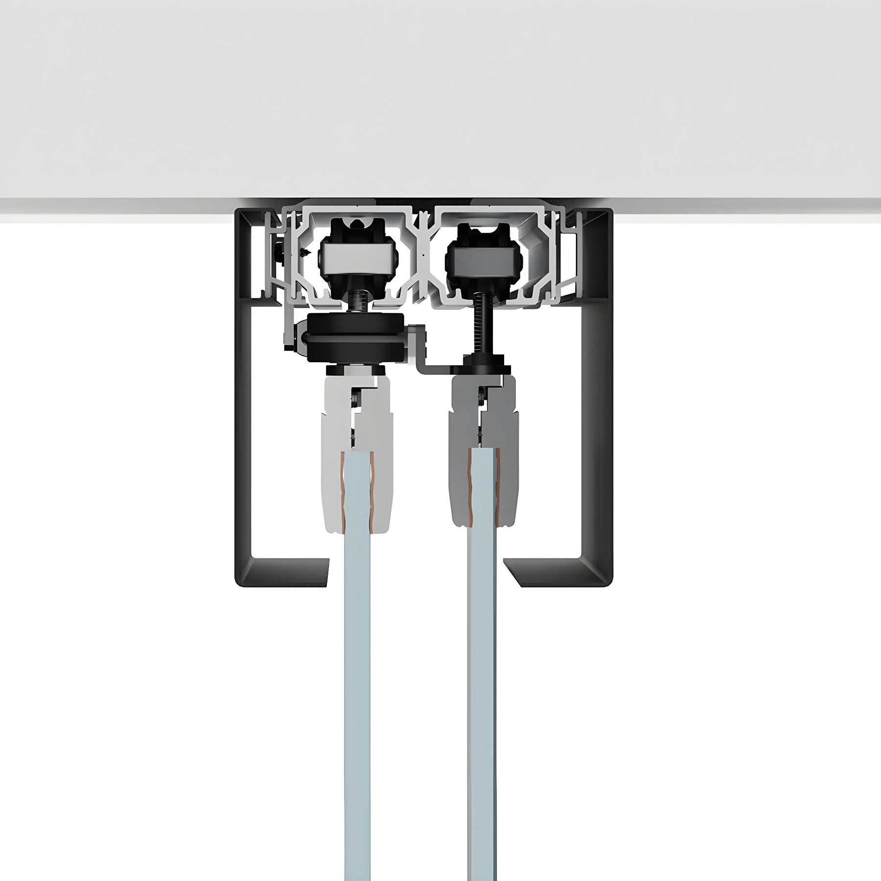 CRL50 Matte Black Series Two Panel Telescoping Ceiling Mount Kit - Left Stacking Direction