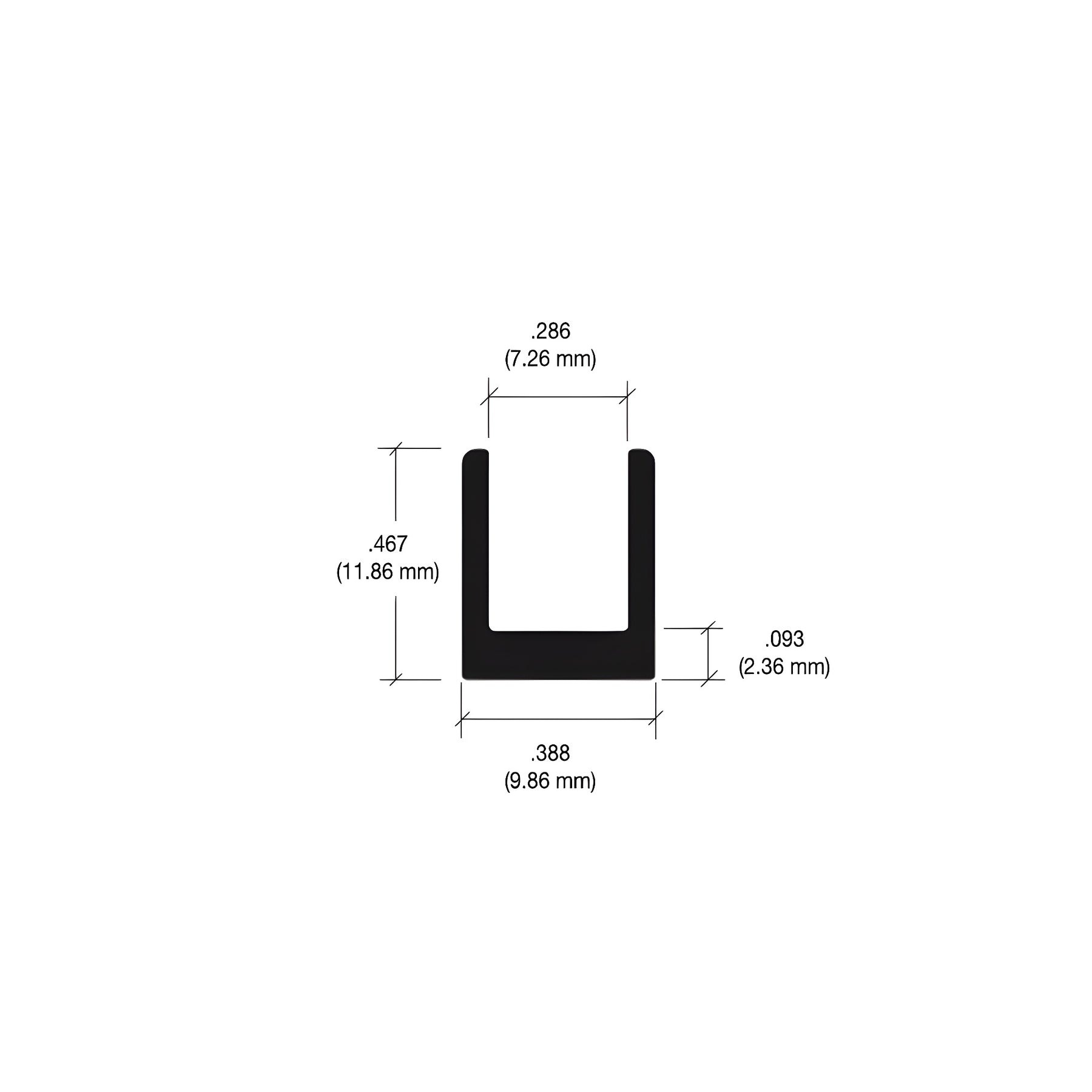 CRL Duranodic Bronze 1/4" Single Aluminum U-Channel