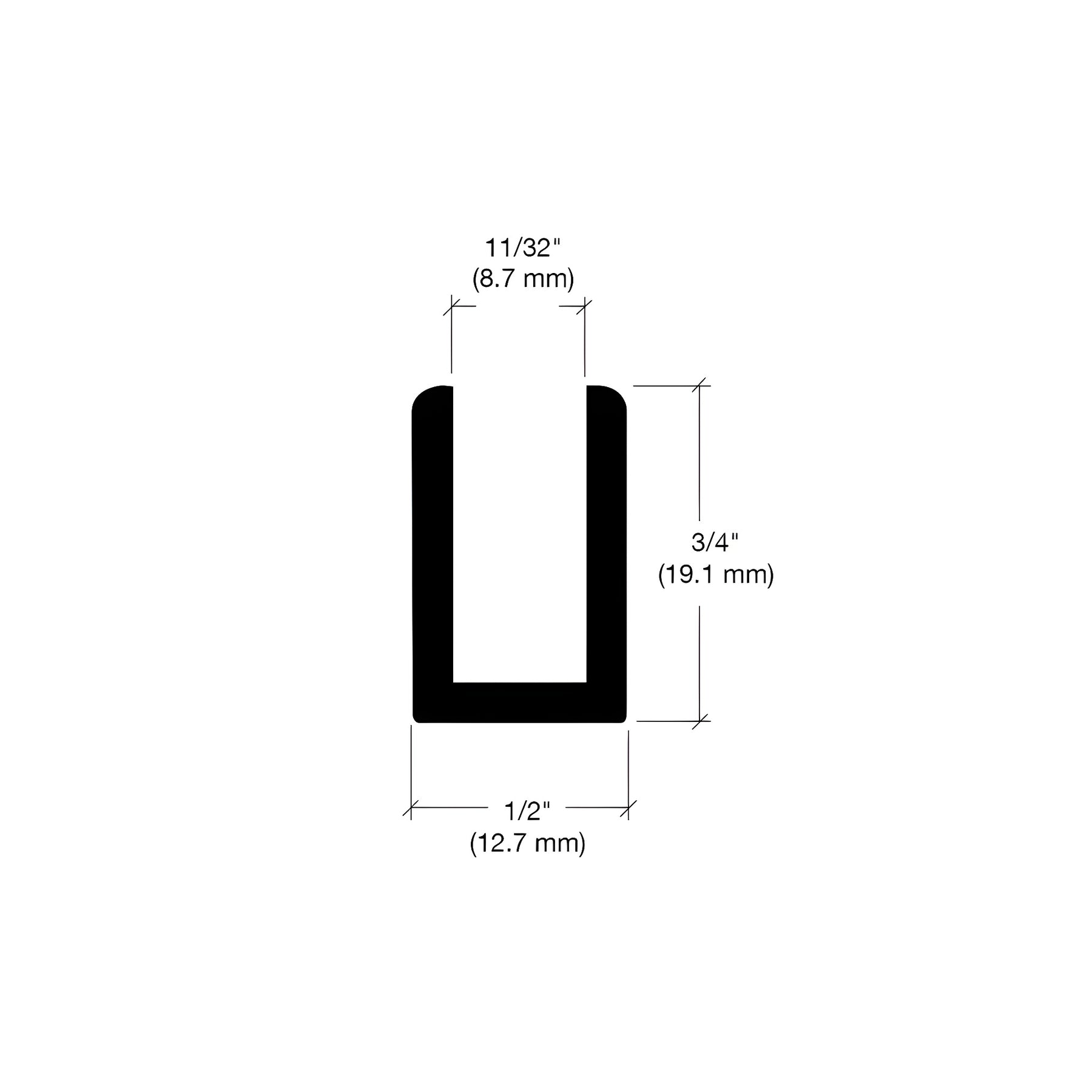 CRL Matte Black 5/16" Single Aluminum U-Channel
