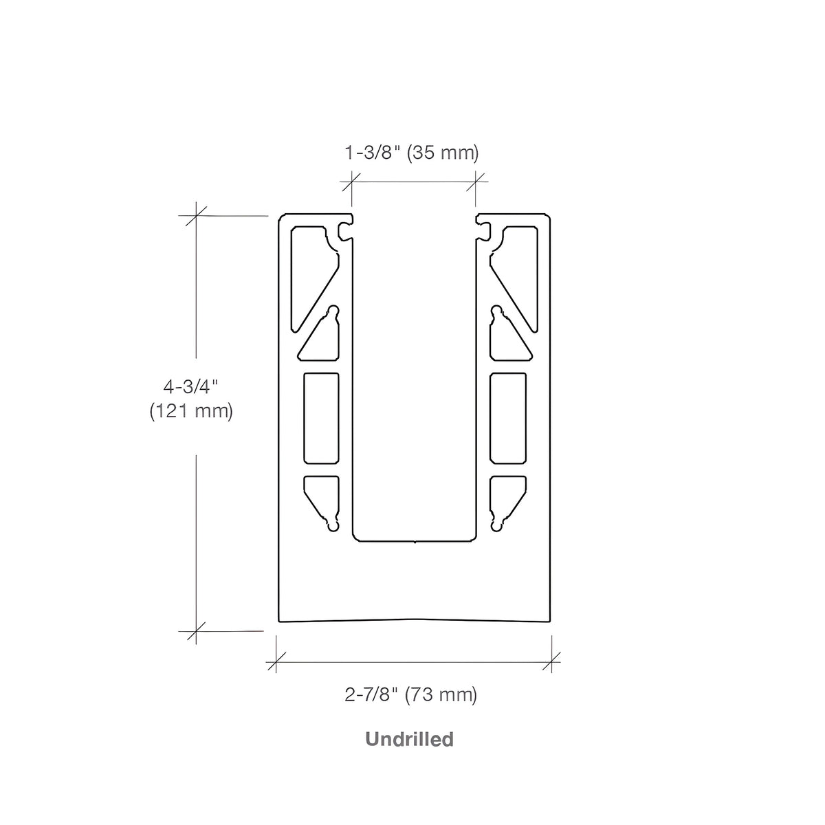 CRL 9BL Series Mill Aluminum 240" Square Base Shoe Undrilled for 9/16" Glass