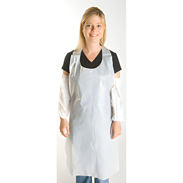 VR Die Cut Aprons, 6 mils, 35" x 55", White- 100 Aprons