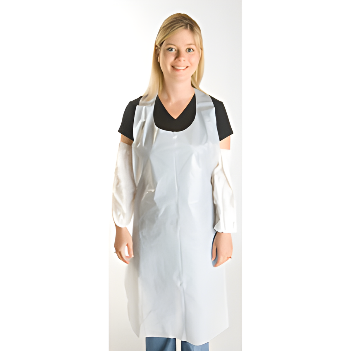 VR Die Cut Aprons, 6 mils, 35" x 55",White- 100 Aprons