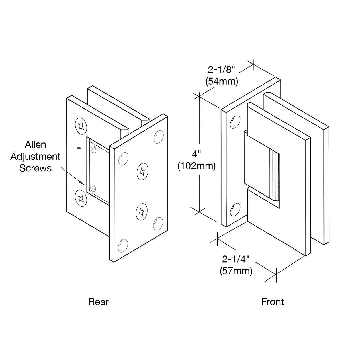 CRL Satin Brass Vienna 337 Series Adjustable Wall Mount Full Back Plate Hinge
