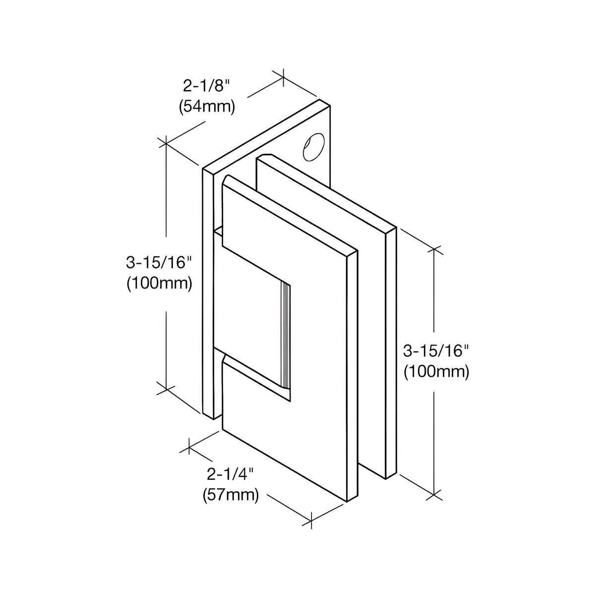 CRL Polished Chrome Vienna 044 Series 5 Degree Pre-Set Wall Mount Offset Back Plate Hinge