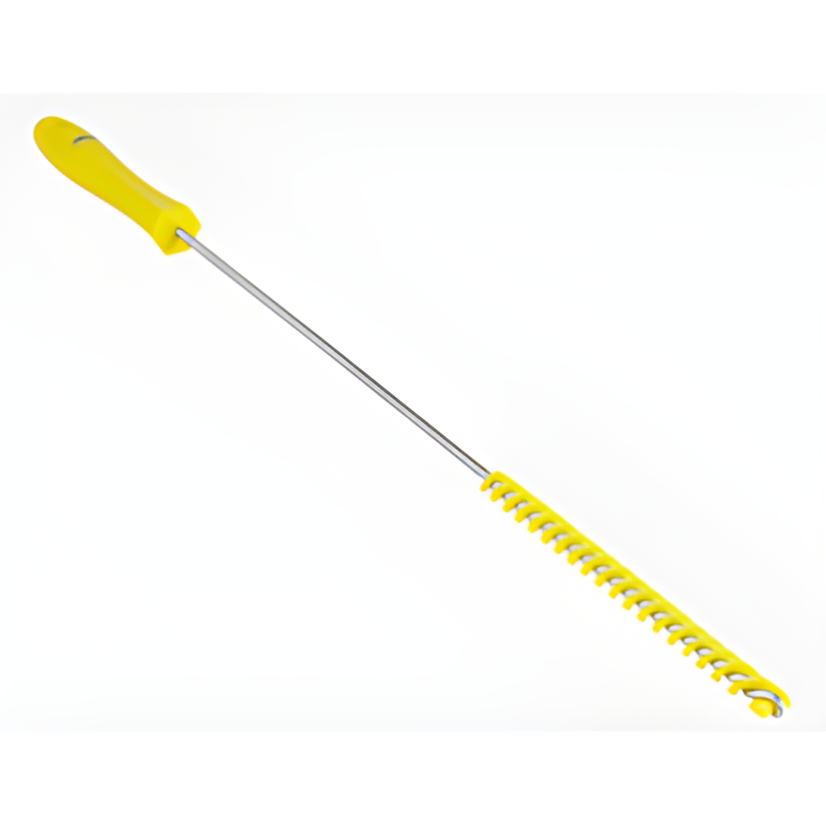 Vikan 0.375" Valve Brush, Stiff Bristles, 20" Long, Yellow- 1 Ea