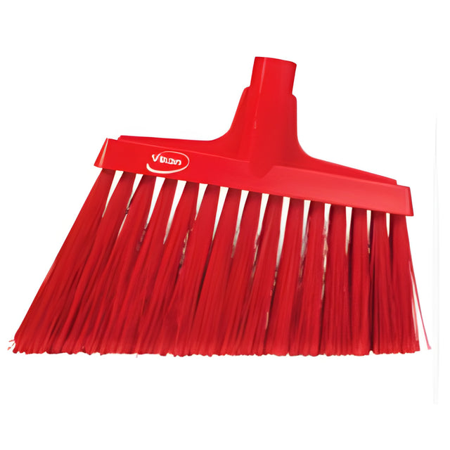 Vikan Angled Broom Head, Split Bristles, 11-1/2", Polyester, Red