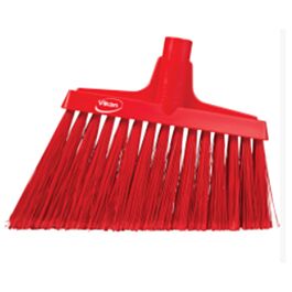 Vikan Angled Broom Head, Split Bristles, 11-1/2", Polyester, Red - 1 Each