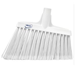Vikan Angled Broom Head, Split Bristles, 11-1/2", Polyester, White - 1 Each