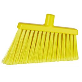 Vikan Angled Broom Head, Split Bristles, 11-1/2", Polyester, Yellow - 1 Each