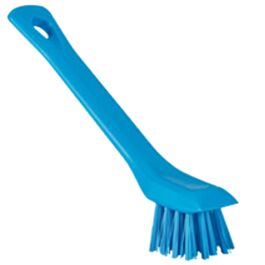 Vikan Brush with Scraping Edge, Stiff Bristles, 6" Long, Blue - 1 ea