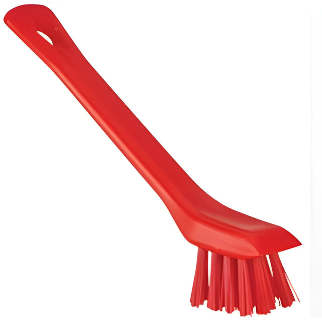 Vikan Brush with Scraping Edge, Stiff Bristles, 6" Long, Red – 1 ea