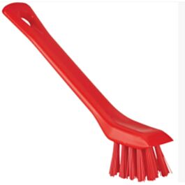 Vikan Brush with Scraping Edge, Stiff Bristles, 6" Long, Red - 1 ea