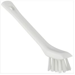 Vikan Brush with Scraping Edge, Stiff Bristles, 6" Long, White- 1 ea