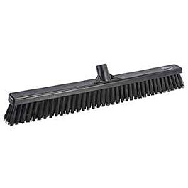 Vikan Combo Bristle Push Broom, Coarse/Fine Bristles, 24", Polyester, Black- 1 Each