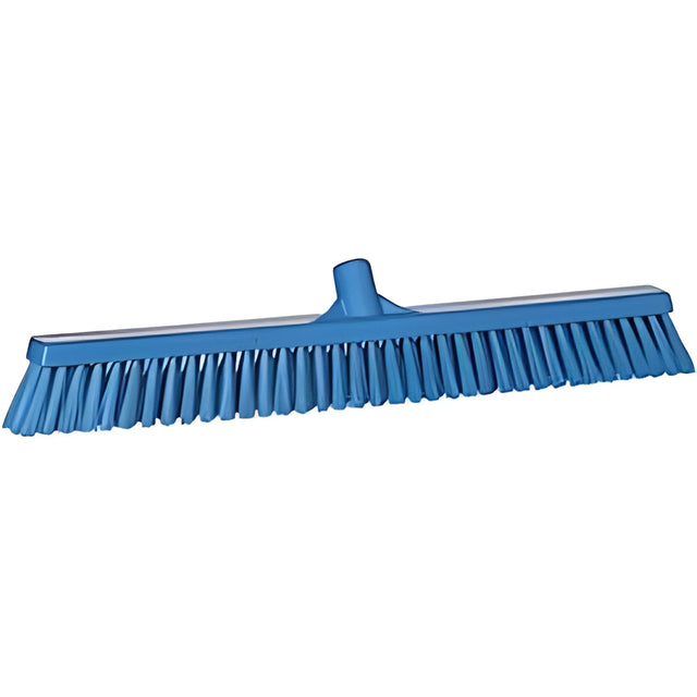 Vikan Combo Bristle Push Broom, Coarse/Fine Bristles, 24", Polyester, Blue