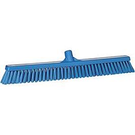 Vikan Combo Bristle Push Broom, Coarse/Fine Bristles, 24", Polyester, Blue - 1 Each