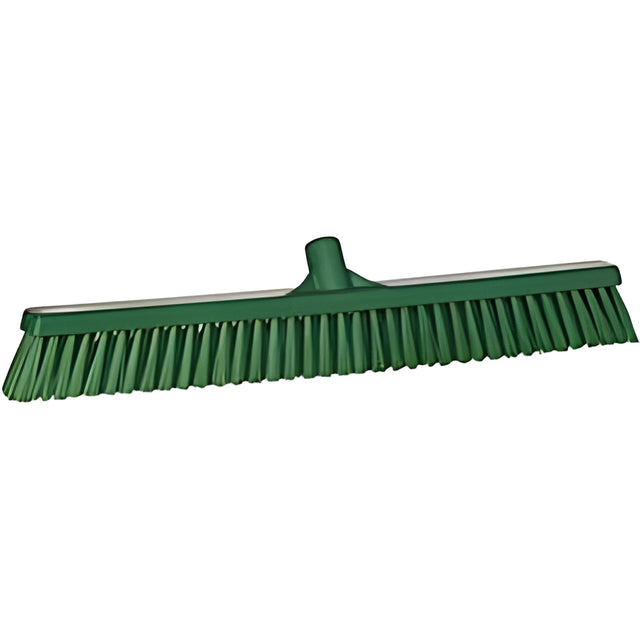 Vikan Combo Bristle Push Broom, Coarse/Fine Bristles, 24", Polyester, Green