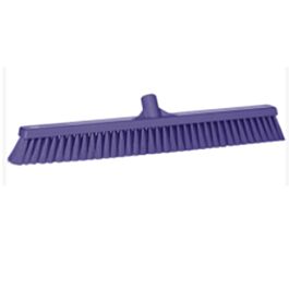 Vikan Combo Bristle Push Broom, Coarse/Fine Bristles, 24", Polyester, Purple - 1 Each