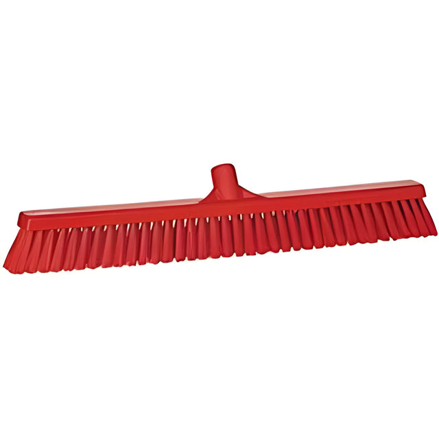 Vikan Combo Bristle Push Broom, Coarse/Fine Bristles, 24", Polyester, Red