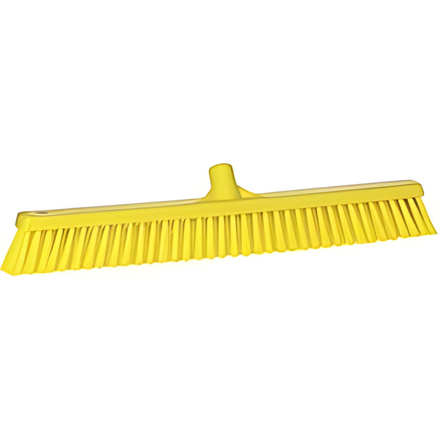 Vikan Combo Bristle Push Broom, Coarse/Fine Bristles, 24", Polyester, Yellow