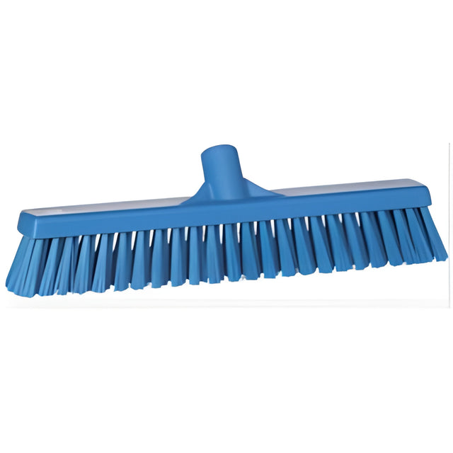 Vikan Combo Bristle Push Broom Head, Coarse/Fine Bristles, 16-1/2", Polyester, Blue