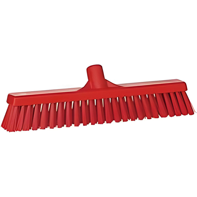 Vikan Combo Bristle Push Broom Head, Coarse/Fine Bristles, 16-1/2", Polyester, Red
