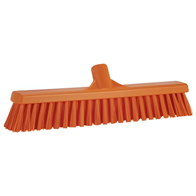 Vikan Combo Bristle Push Broom Head, Coarse/Fine Bristles, 16-1/2", Polyester, Orange