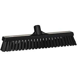 Vikan Combo Bristle Push Broom Head, Coarse/Fine Bristles, 16-1/2", Polyester, Black - 1 Each
