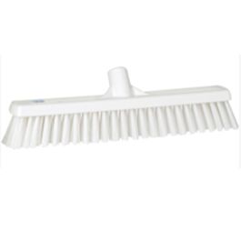 Vikan Combo Bristle Push Broom Head, Coarse/Fine Bristles, 16-1/2", Polyester, White - 1 Each