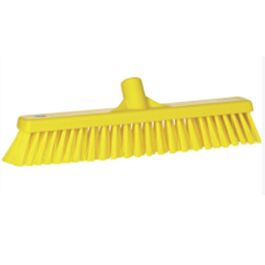 Vikan Combo Bristle Push Broom Head, Coarse/Fine Bristles, 16-1/2", Polyester, Yellow - 1 Each