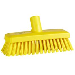 Vikan Compact Wall Brush, Stiff Bristles, 9" Long, Yellow - 1 Ea