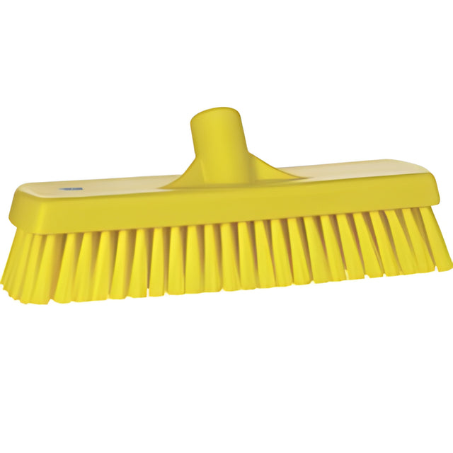 Vikan Deck & Wall Scrub Brush, Stiff Bristles, 12", Polyester, Yellow – 1 Ea
