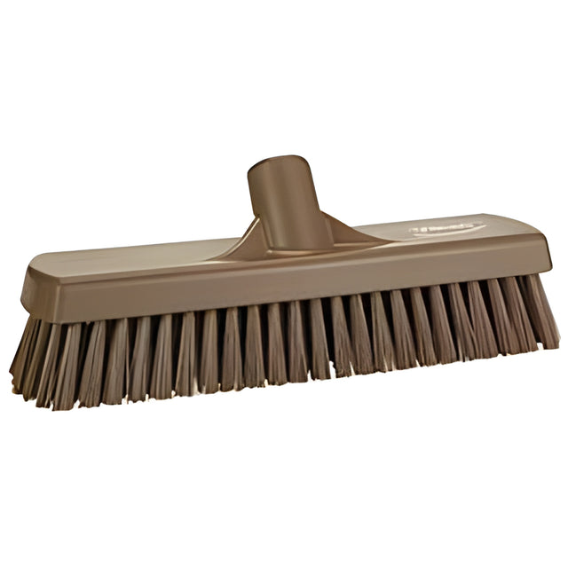 Vikan Deck & Wall Scrub Brush, Stiff Bristles, 12", Polyester, Brown – 1 Ea